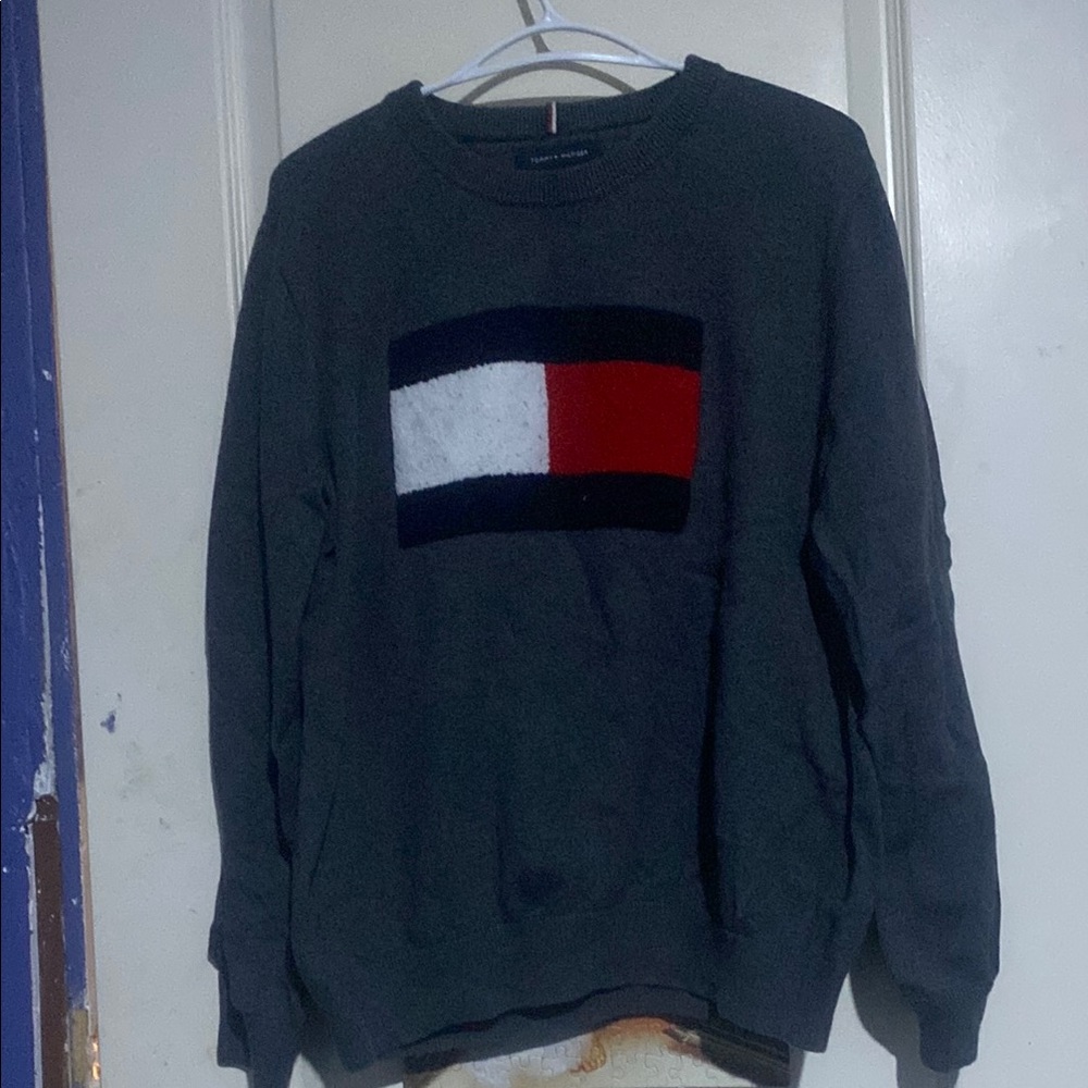 Tommy Hilfiger Gray Sweatshirt with Bold Logo